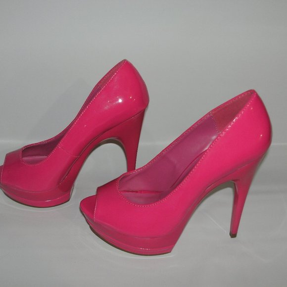 Just Fabulous Patent Pink Open Toe Heel Size 6 - Picture 4 of 5